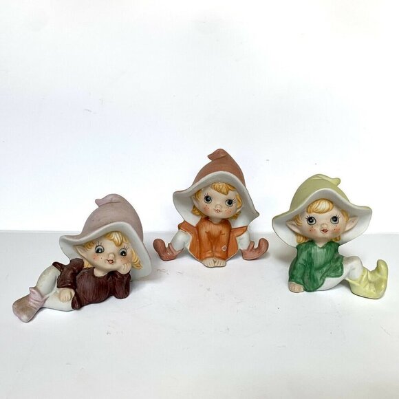 Vintage Homco Pixie Elves Figurine #5213 Set Of 3 Lot - Picture 2 of 6